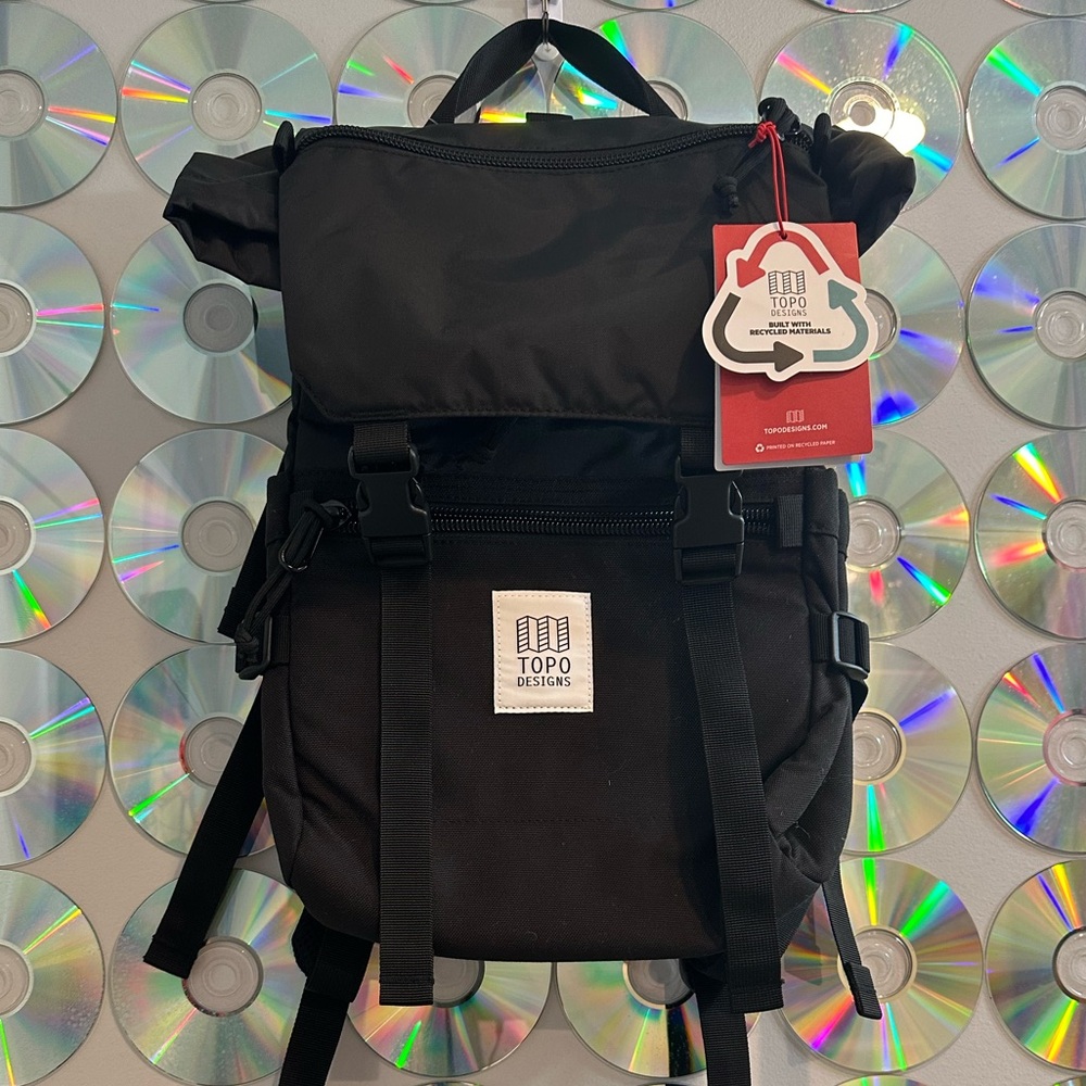 Black Topo Designs Rover Pack Classic Roll Top Backpack Brand New With Tags